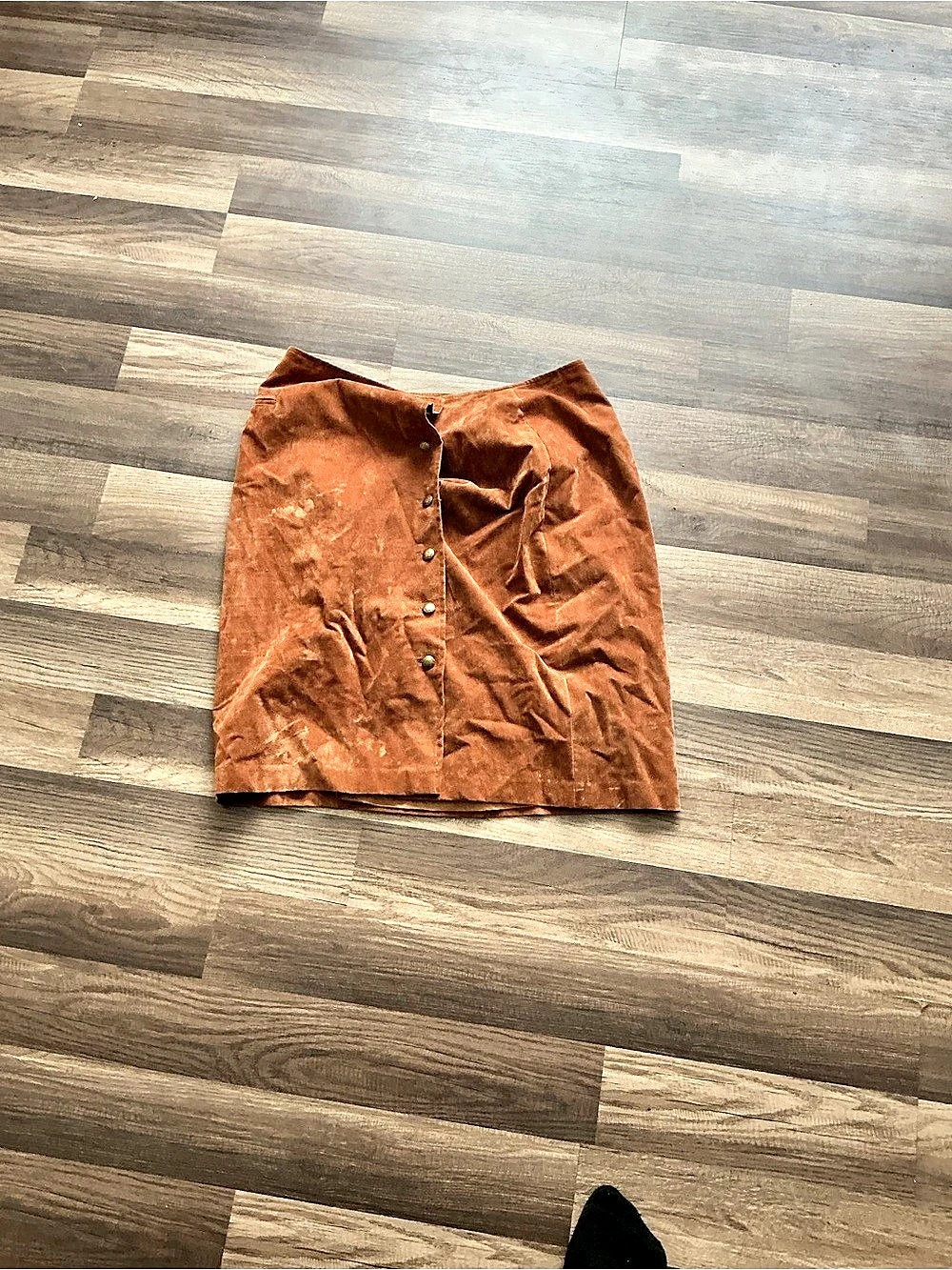 Brown Button-Front Mini Skirt
